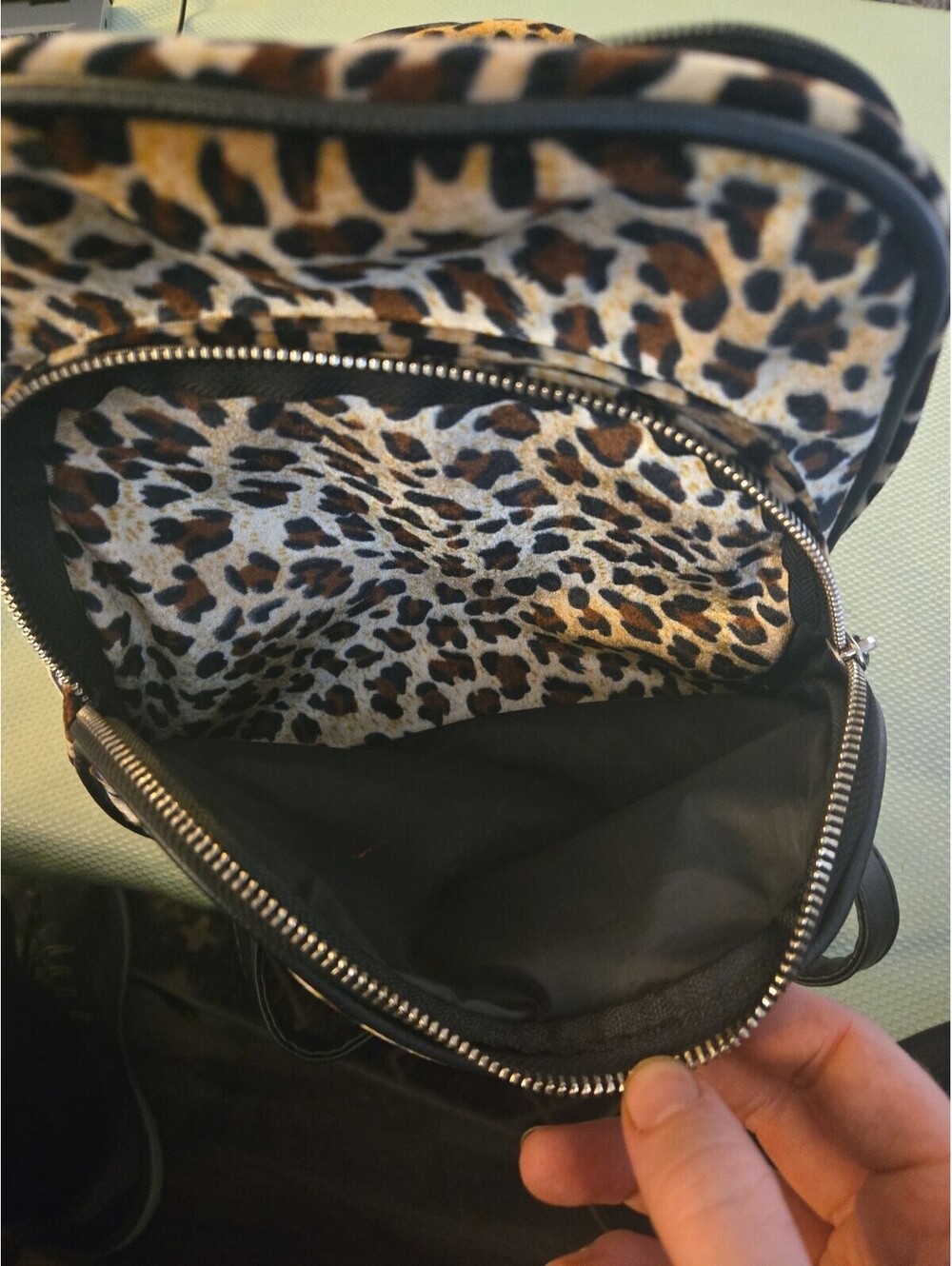 Leopard Print Faux Fur Mini Backpack - Picture 4 of 5